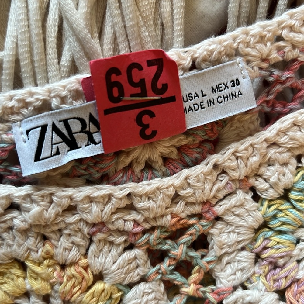 Zara Multicolor Crochet Fringe Crop Top - Picture 5 of 5